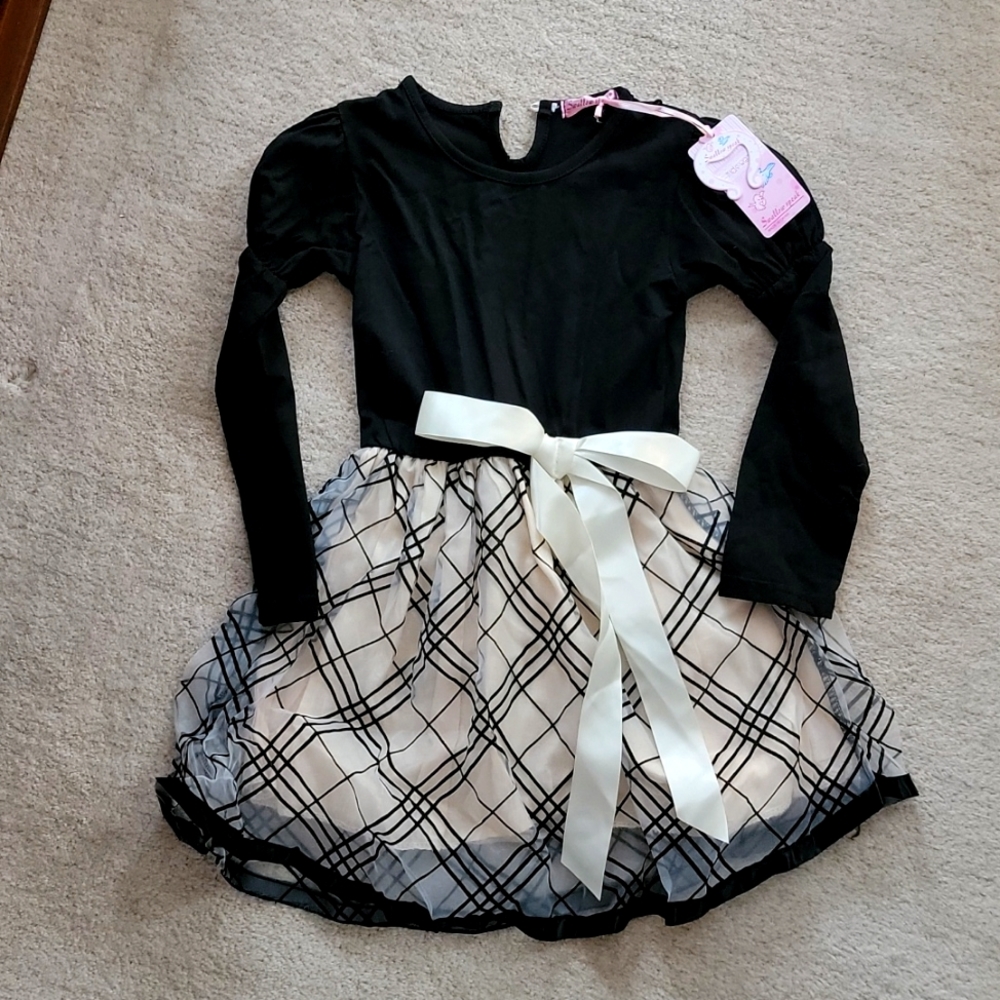 Shallow Speak Black and cream dress